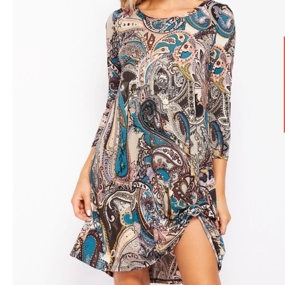 Bulgari Paisley 3/4 Sleeve Dress, Small